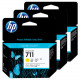 Cartucho ink-jet hewlett packard designJet T 120/520/520 24 inch, 711 cyan, pack de 3 unidades.