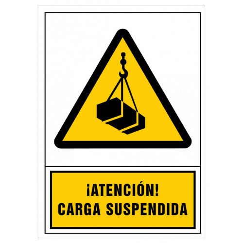 Pictograma de senalización en pvc syssa, 245x345 mm. ¡Atención! carga suspendida