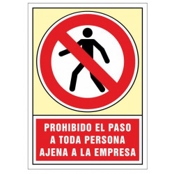 Pictograma de senalización en pvc syssa, 245x345 mm. prohibido el paso a toda persona ajena a la empresa