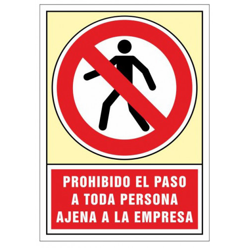 Pictograma de senalización en pvc syssa, 245x345 mm. prohibido el paso a toda persona ajena a la empresa