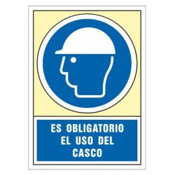 Pictograma de senalización en pvc syssa, 245x345 mm. es obligatorio el uso de casco