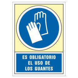 Pictograma de senalización en pvc syssa, 245x345 mm. es obligatorio el uso de los guantes