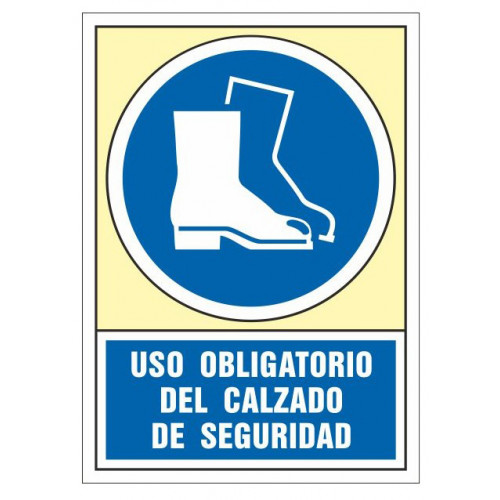 Pictograma de senalización en pvc syssa, 245x345 mm. uso obligatorio del calzado de seguridad