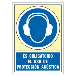 Pictograma de senalización en pvc syssa, 245x345 mm. es obligatorio el uso de protección acústica