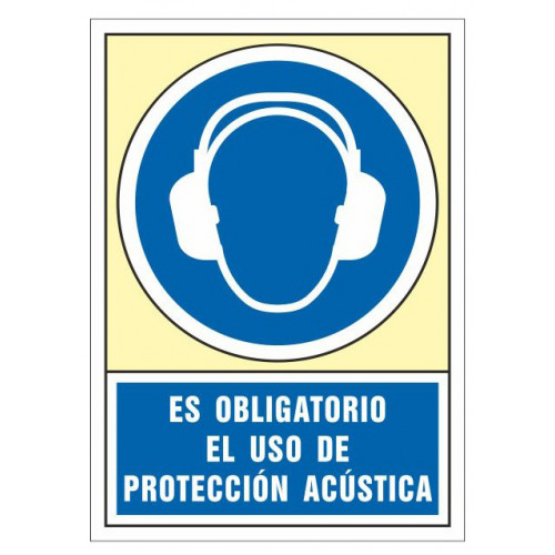 Pictograma de senalización en pvc syssa, 245x345 mm. es obligatorio el uso de protección acústica