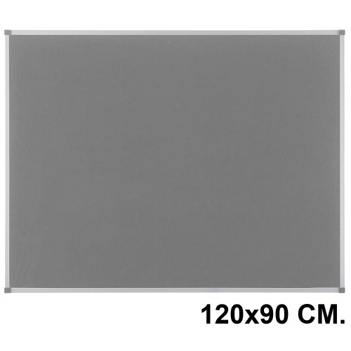 Tablero de fieltro con marco de aluminio nobo essence, 120x90 cm. gris