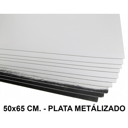 Cartulina liderpapel, 50x65 cm. 235 grs/m². plata metalizado