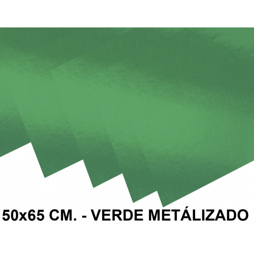 Cartulina liderpapel, 50x65 cm. 235 grs/m². verde metalizado