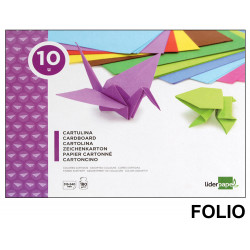 Bloc de trabajos manuales - cartulina liderpapel, folio, 180 grs/m². 10 colores surtidos