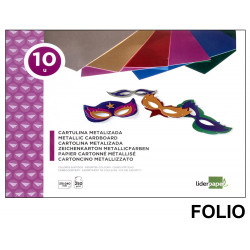 Bloc de trabajos manuales - cartulina metalizada liderpapel, folio, 250 grs/m². 10 colores surtidos