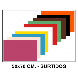 Goma eva liderpapel, 50x70 cm. 60 grs/m². colores surtidos, paquete de 10 uds.