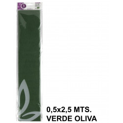 Papel crespón / pinocho liderpapel, 0,5x2,5 mts. 34 grs/m². verde oliva