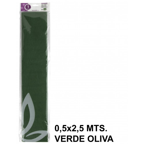 Papel crespón / pinocho liderpapel, 0,5x2,5 mts. 34 grs/m². verde oliva