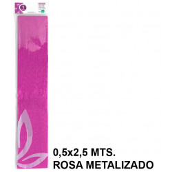 Papel crespón / pinocho liderpapel, 0,5x2,5 mts. 94 grs/m². rosa metalizado