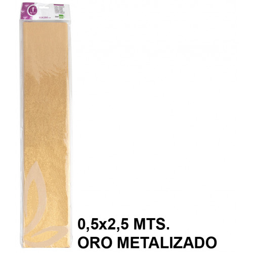 Papel crespón / pinocho liderpapel, 0,5x2,5 mts. 94 grs/m². oro metalizado