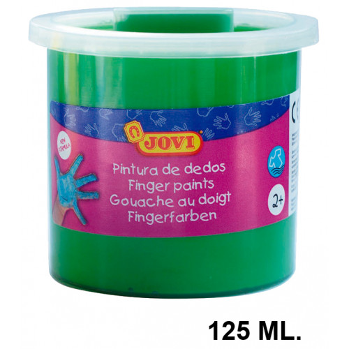 Pintura de dedos jovi, bote de 125 ml. color verde.