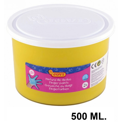 Pintura de dedos jovi, bote de 500 ml. color amarillo.