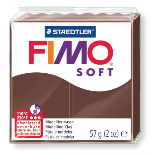 Pasta para modelar staedtler fimo® soft 8020, pastilla de 57 grs. color chocolate.