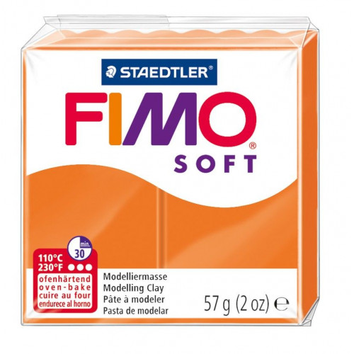 Pasta para modelar staedtler fimo® soft 8020, pastilla de 57 grs. color naranja.