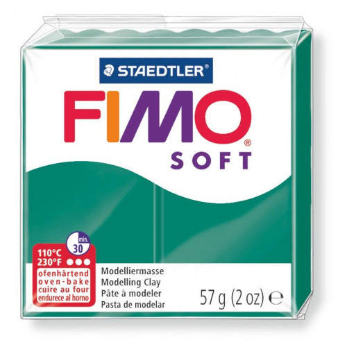 Pasta para modelar staedtler fimo® soft 8020, pastilla de 57 grs. color verde esmeralda.