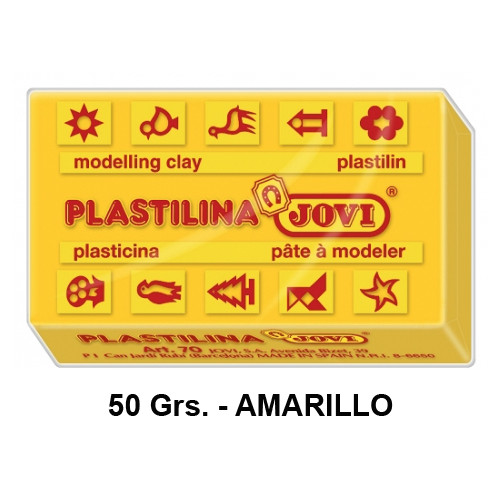 Plastilina jovi, pastilla de 50 grs. color amarillo.