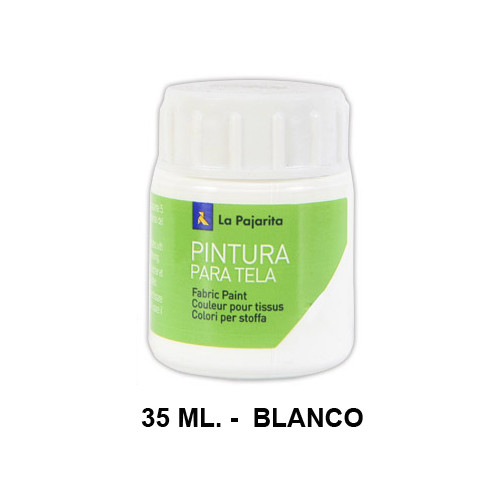 Pintura para tela la pajarita, bote de 25 ml. color blanco.