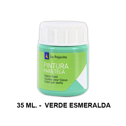 Pintura para tela la pajarita, bote de 25 ml. color verde esmeralda.