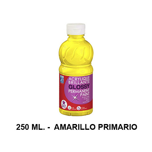 Pintura acrílica brillante glossy lefranc bourgeois, bote de 250 ml. color amarillo primario.