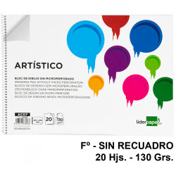 Bloc espiral de dibujo liderpapel artístico, fº, sin recuadro, 130 grs/m². 20 hj.