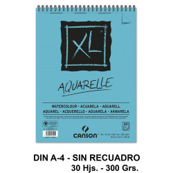 Bloc espiral de dibujo para acuarela canson xl aquarelle, din a4, microperforado, sin recuadro, 300 grs/m². 30 hj.