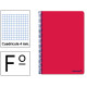 Cuaderno espiral tapa blanda liderpapel serie smart en formato fº, 80 hj. 60 grs/m². 4x4 c/m. color rojo.