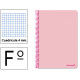 Cuaderno espiral tapa blanda liderpapel serie smart en formato fº, 80 hj. 60 grs/m². 4x4 c/m. color rosa.