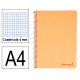 Cuaderno espiral con tapas de polipropileno liderpapel serie wonder, din a4, 80 hj. 90 grs/m². 4x4 c/m. naranja