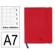 Cuaderno encolado tapa símil piel flexible liderpapel en formato din a-7, 120 hj. 70 grs/m². índice alfabético s/m. color rojo.