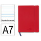 Cuaderno encolado tapa símil piel flexible liderpapel en formato din a-7, 120 hj. 70 grs/m². rayado horizontal s/m. color rojo.