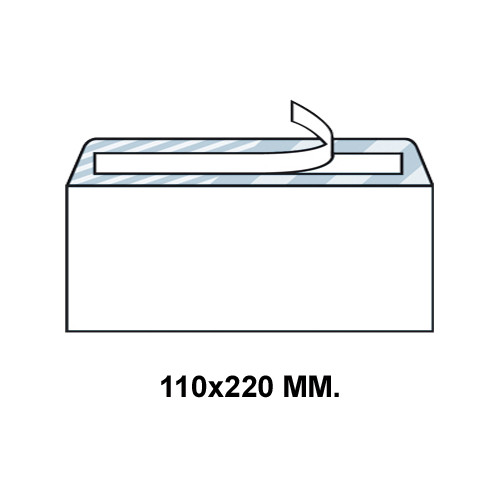 Sobre con tira de silicona up en formato 110x220 mm. offset, 90 grs/m². color blanco.
