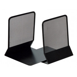 Apoyalibros metálico de rejilla q-connect, 165x152x135 mm. negro, pack de 2 uds.