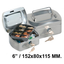 Caja de caudales q-connect, 6" / 152x80x115 mm. plata