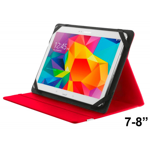 Funda con soporte y cierre elástico para tablet trust de 7-8", color rojo.