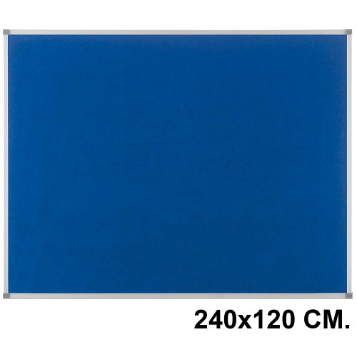 Tablero de fieltro con marco de aluminio nobo essence, 240x120 cm. azul