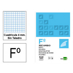 Recambio sin taladros liderpapel, din a4, 100 hj. 60 grs/m². 4x4 c/m.