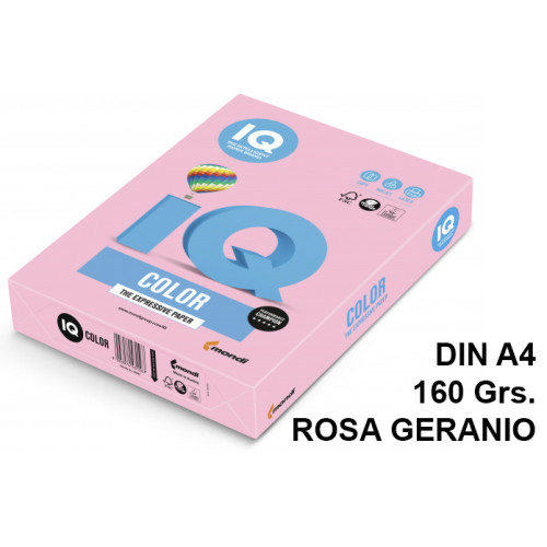 Papel iq color pálido, din a4, 160 grs/m². rosa geranio, paquete de 250 hojas