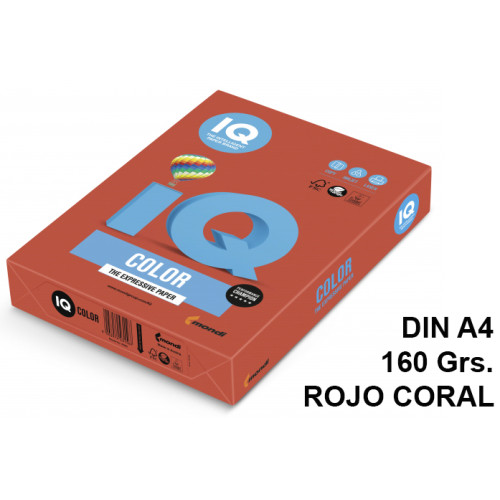 Papel iq color intenso, din a4, 160 grs/m². rojo coral, paquete de 250 hojas