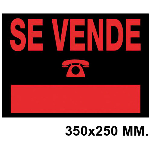 Cartel anunciador " se vende " archivo 2000, 350x250 mm. naranja fluorescente / negro