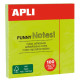 Bloc de notas adhesivas apli gama funny, 75x75 mm. verde fluorescente