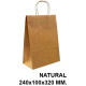 Bolsa en papel kraft con asas retorcidas basika, 240x100x320 mm. natural