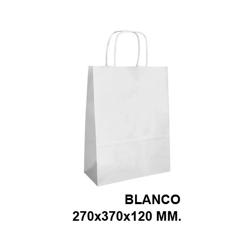 Bolsa de celulosa con asas retorcidas q-connect, 270x370x120 mm. blanco