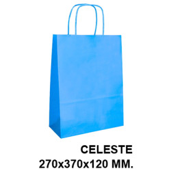 Bolsa de celulosa con asas retorcidas q-connect, 270x370x120 mm. celeste