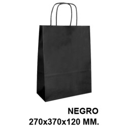 Bolsa de celulosa con asas retorcidas q-connect, 270x370x120 mm. negro