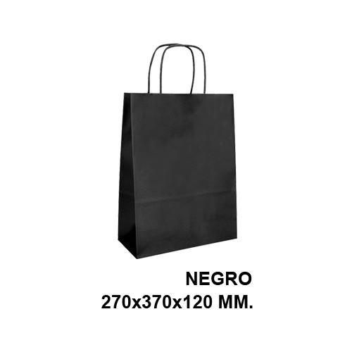 Bolsa de celulosa con asas retorcidas q-connect, 270x370x120 mm. negro